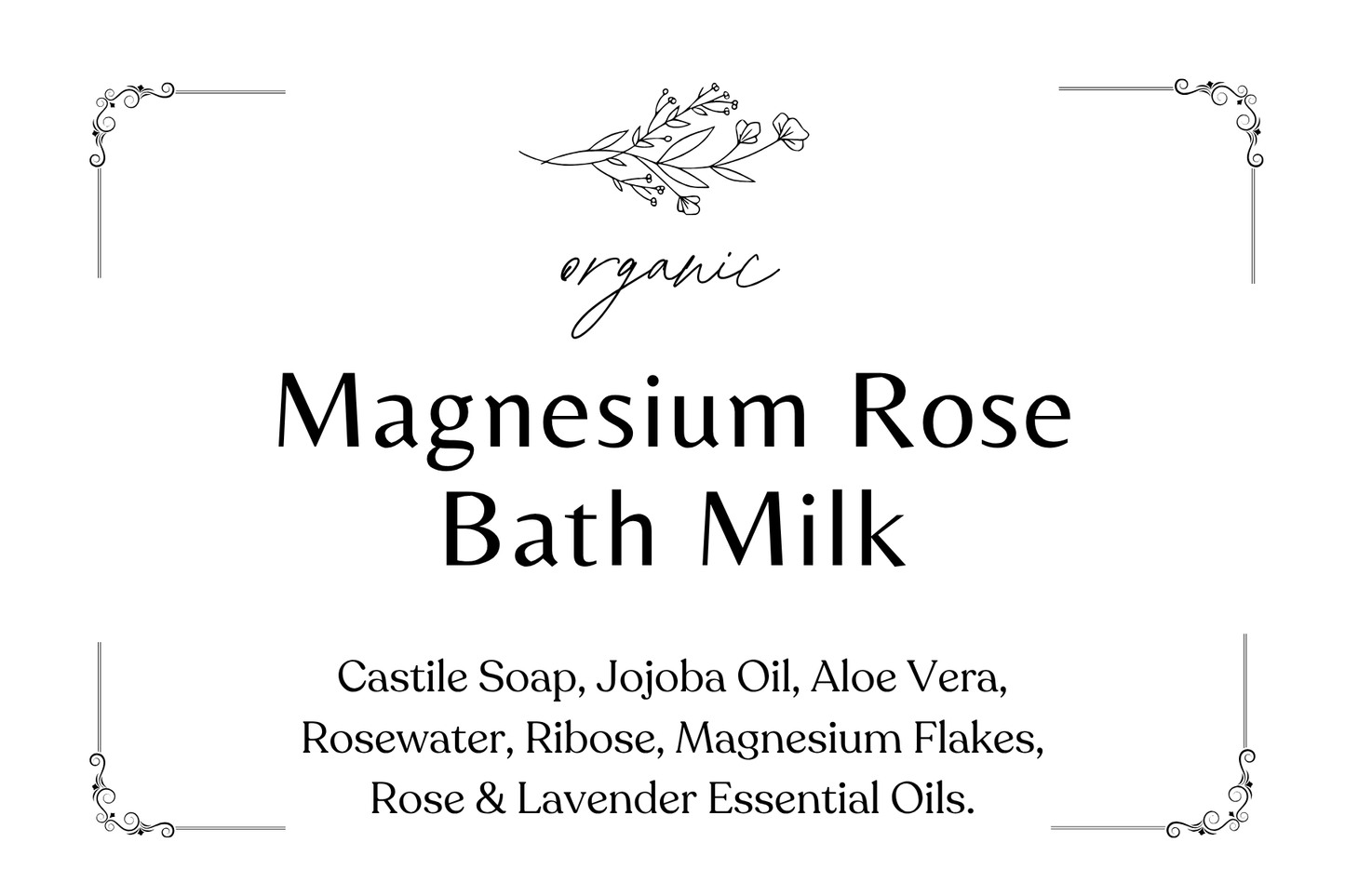 Organic Bath Milk — Magnesium Rose, 16 ounces