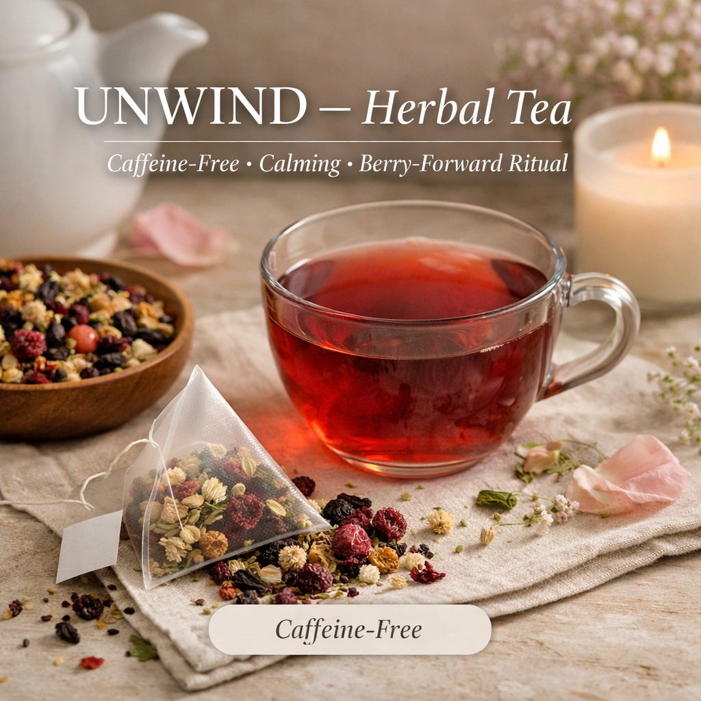 UNWIND — Herbal Tea Caffeine-Free • Calming • Berry-Forward Ritual