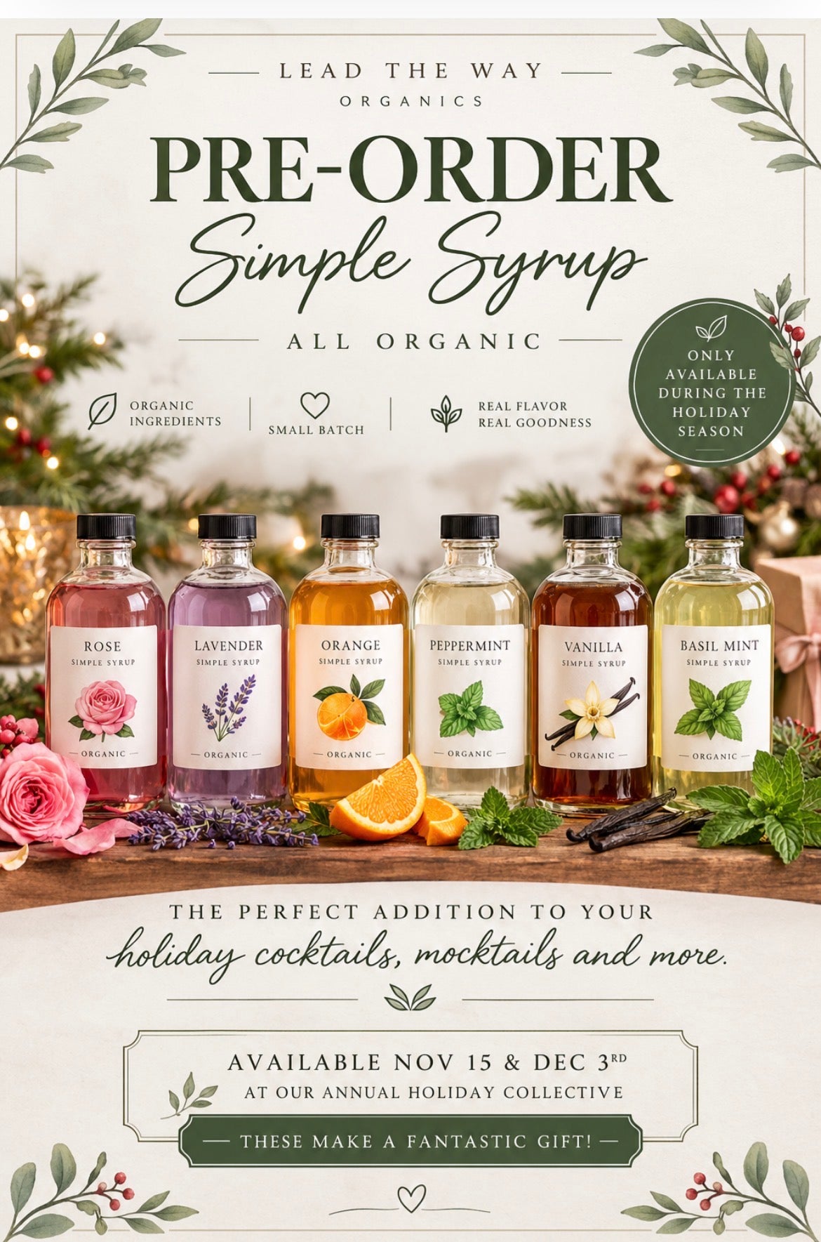 RESERVE - Organic Simple Syrups | Holiday Collection