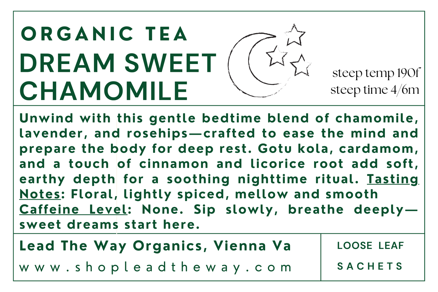 Dream Sweet Chamomile - Organic Hand Blended Tea