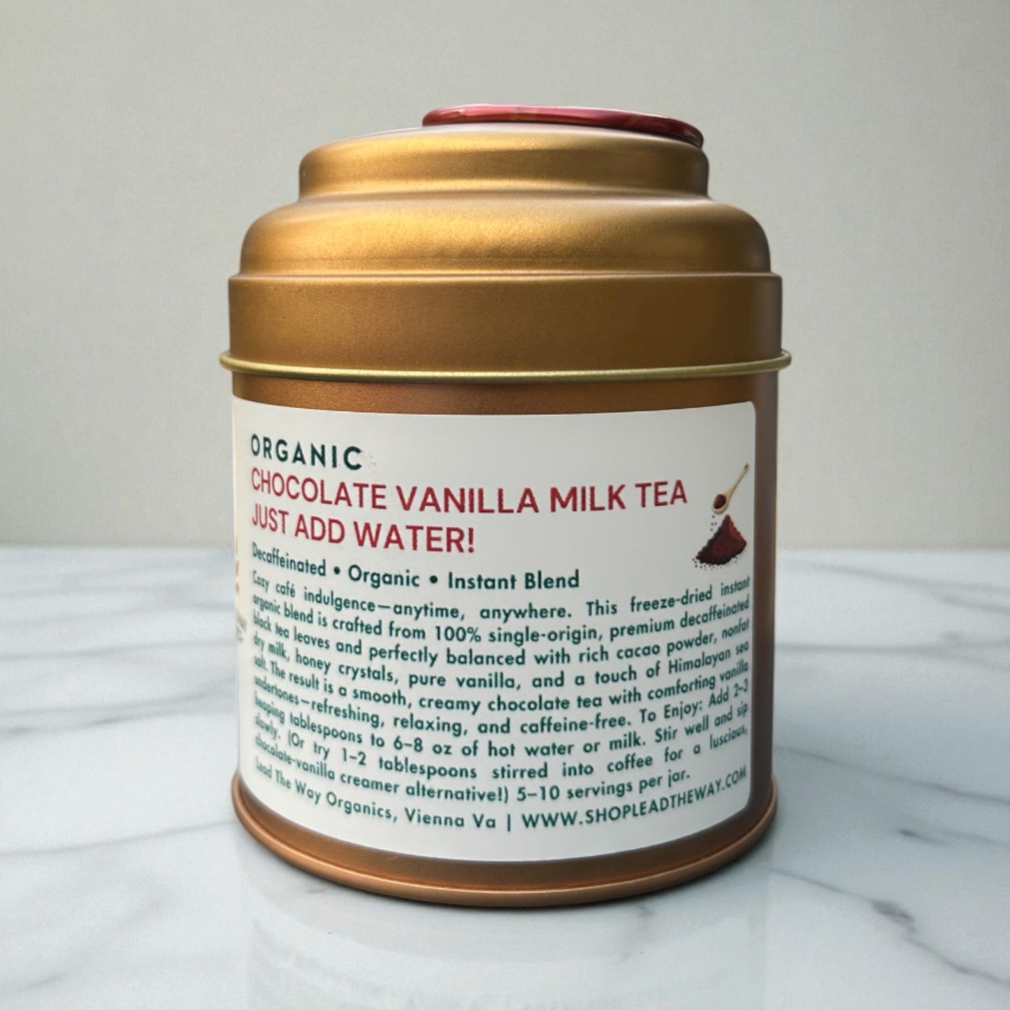 Chocolate Vanilla Milk Tea • Decaf • 8 ounce tin