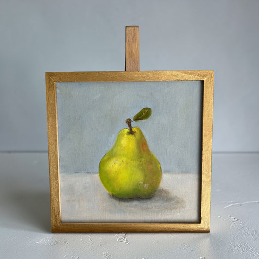 Pear Study - Framed Original Oil Painting 8x8 - The Harman Collective