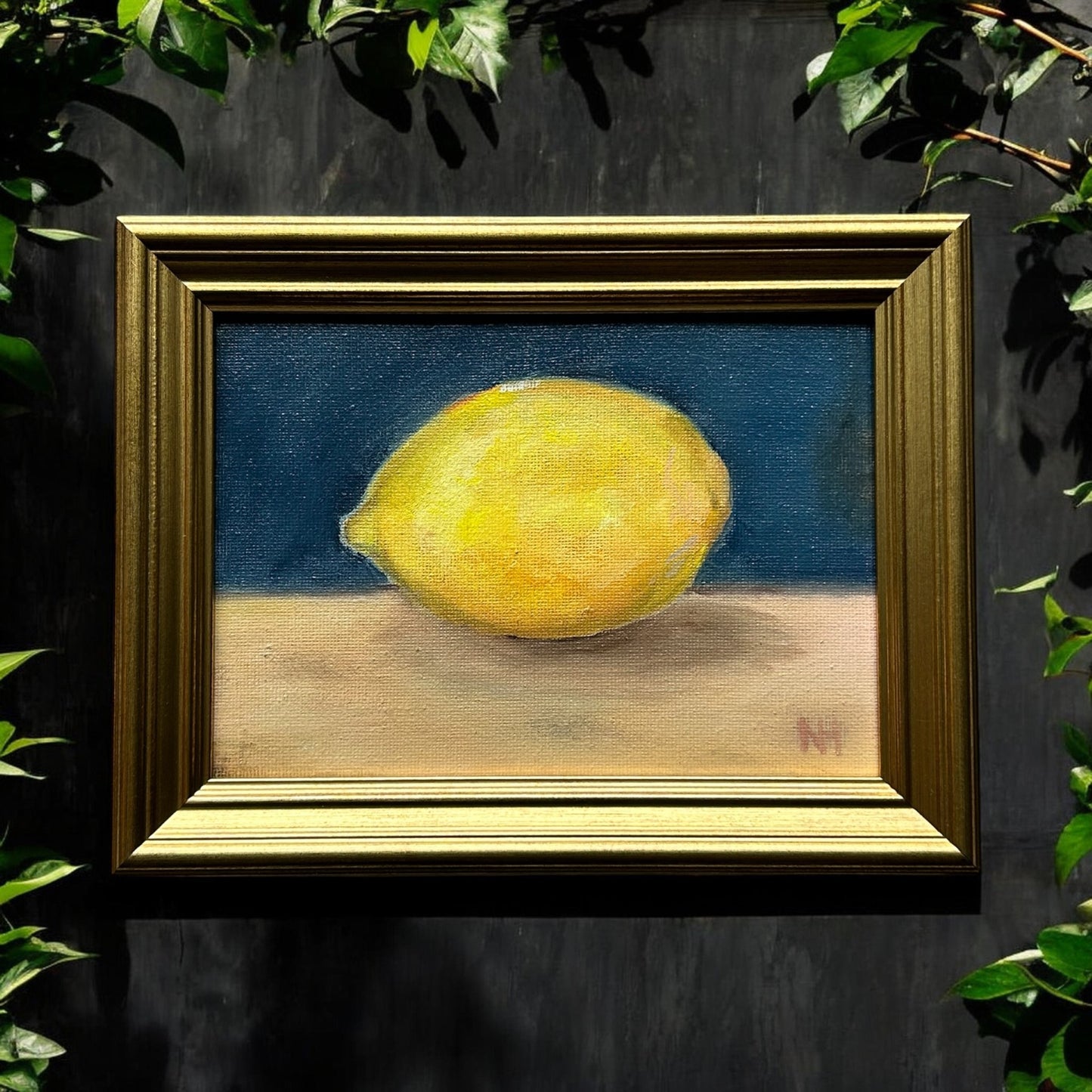 Lemon Still Life - Framed Original Oil Painting 5x7 - The Harman Collective